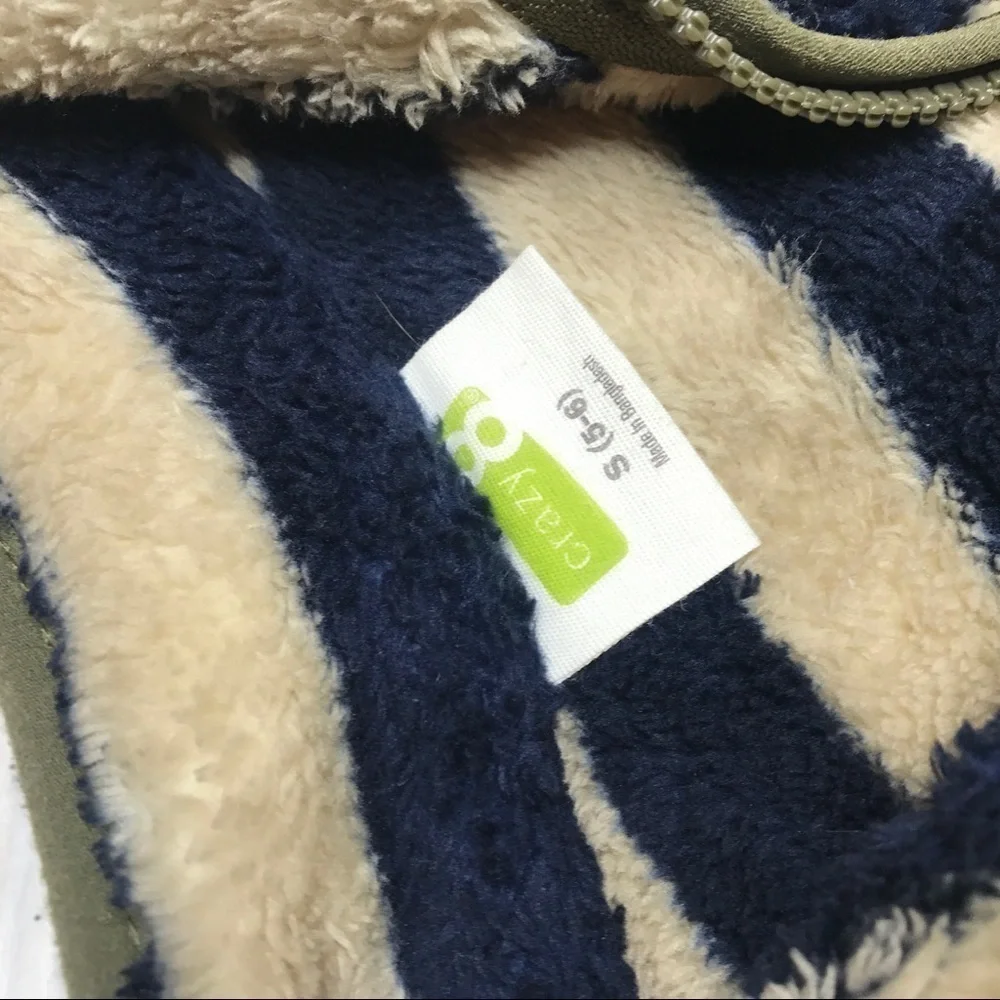 CRAZY 8 Striped Fuzzy Teddy Jacket
